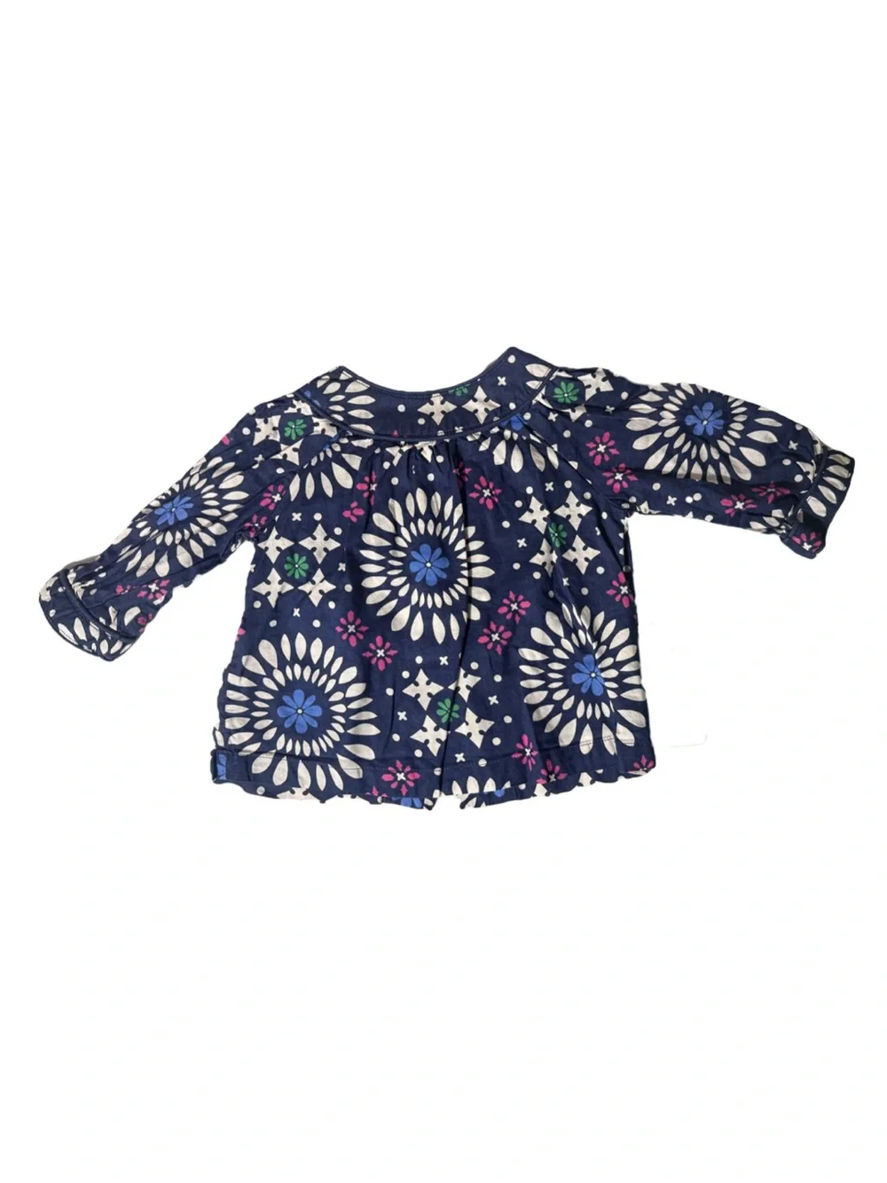 GAP Girls' Navy Floral & Light Green Printed Long-Sleeve Tops